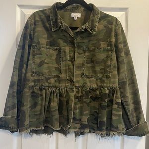 Mud Pie Ruffle Camo Jacket.  Washed but never worn.  Size Medium.